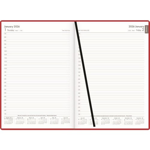 Winc A41 1/2 Hour Appointment Diary Soft Touch A4 1 Day Per Page 2026 Red