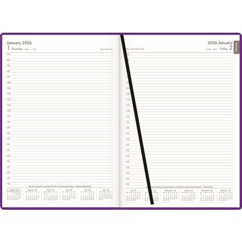Winc A41 1/2 Hour Appointment Diary Soft Touch A4 1 Day Per Page 2026 Purple