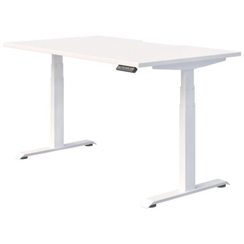 Fiord Electric Single User Height Adjustable Desk Scallop Top 1800mm Snowdrift/White