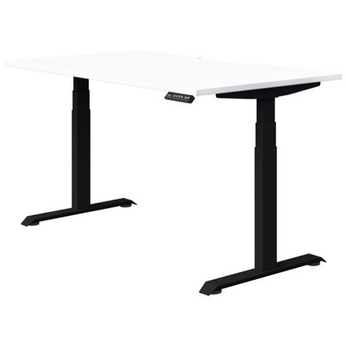 Fiord Electric Single User Height Adjustable Desk Scallop Top 1800mm Snowdrift/Black