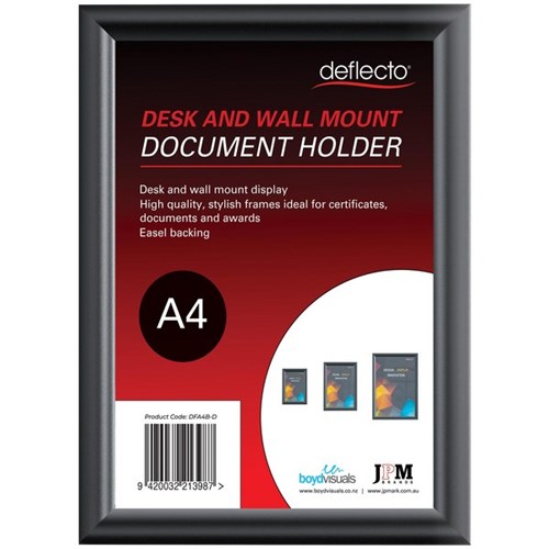 Deflecto Document Frame Desk & Wall Mount A4 Black