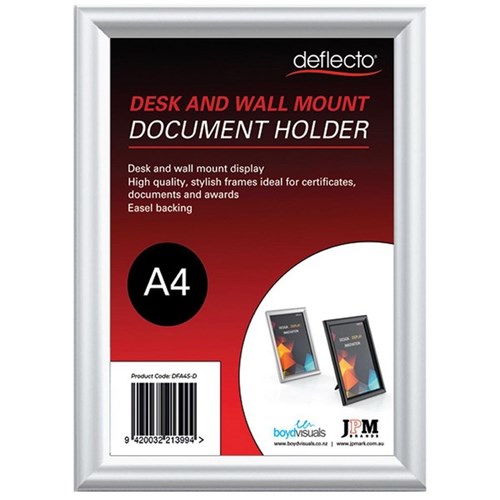 Deflecto Document Frame Desk & Wall Mount A4 Silver