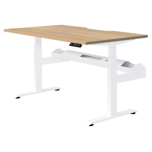 Switch Plus Electric Single User Height Adjustable Desk 1800mm Classic Oak/White