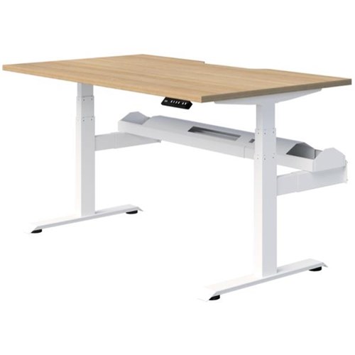Switch Plus Electric Single User Height Adjustable Desk 1500mm Classic Oak/White