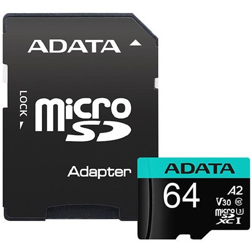 Adata Premier Pro V30S UHS-I U3 A2 Micro SDXC Card & Adapter 64GB