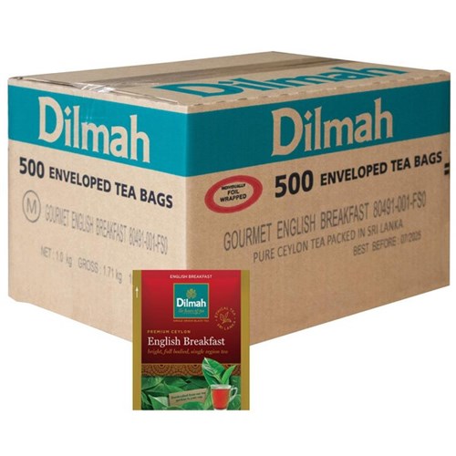 Dilmah English Breakfast Enveloped Tea Bags, Box of 500
