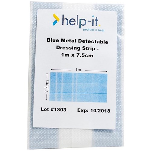 Help-It Metal Detectable Dressing Strip 75mmx1m Blue