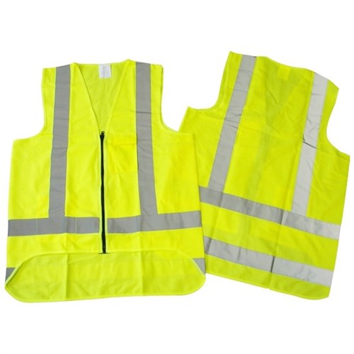 Hi Vis Day Night Safety Vest 2XL Fluoro Yellow