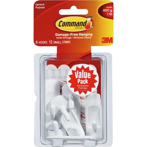 Command™ Adhesive Hooks Value Pack Small, Pack of 6