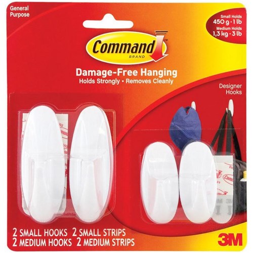 Command™ Adhesive Designer Hooks Small & Medium, Pack of 4