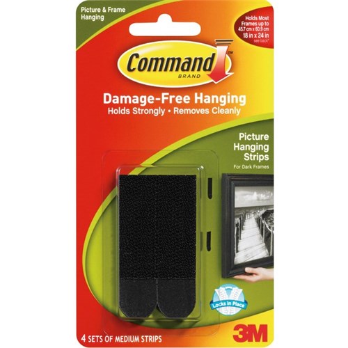 Command™ Picture Hanging Strips Medium Black, Pack of 4 Sets