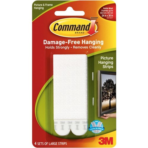 Command™ Picture Hanging Strips Large White, Pack of 4 Sets