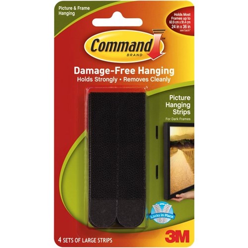 Command™ Picture Hanging Strips Large Black, Pack of 4 Sets