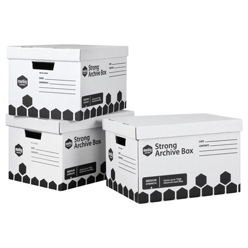 Marbig Strong Archive Box File 400x305x260mm, Pack of 3