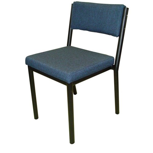 MS3 Stacker Chair Black Frame Steel Blue Fabric