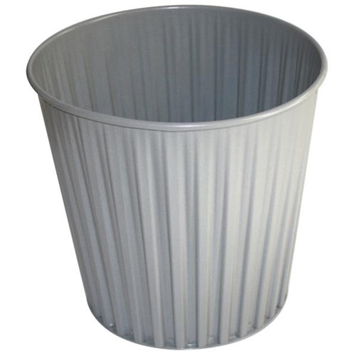 Fluteline Metal Rubbish Bin, 30cm, 15 Litre, Silver OfficeMax NZ