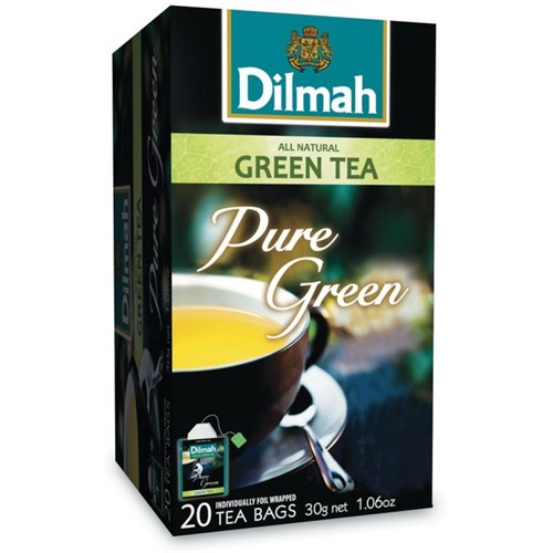Dilmah Pure Green Tea Enveloped Tea Bags, Box of 20