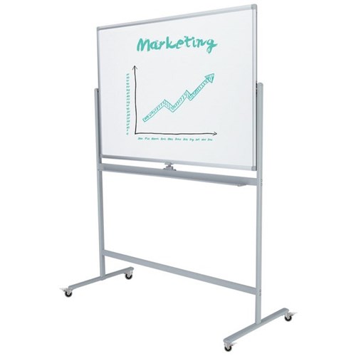 Boyd Visuals Porcelain Pivoting Mobile Whiteboard Magnetic 1200 x 1200mm