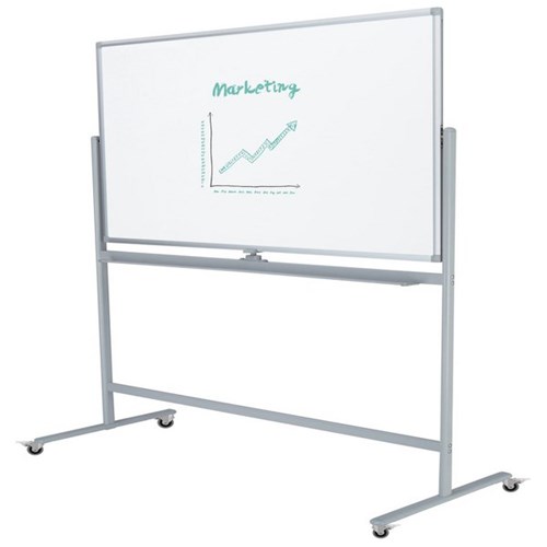 Boyd Visuals Porcelain Pivoting Mobile Whiteboard Magnetic 1800 x 1200mm