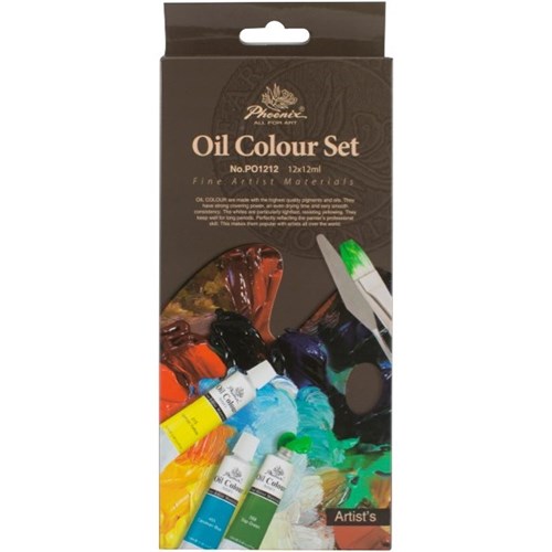 Phoenix Oil Colour Paint 12ml Assorted Colours, Pack of 12