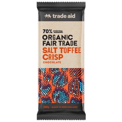 Trade Aid Organic 70% Cocoa Salt Toffee Crisp Chocolate 100g
