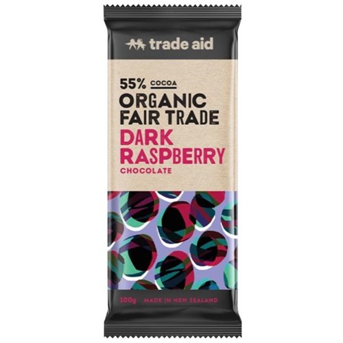 Trade Aid Organic 55% Cocoa Dark Raspberry Chocolate 100g