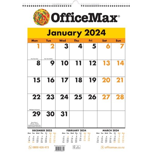 OfficeMax A3 Wall Calendar Month To View 2024