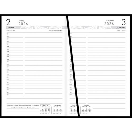 Collins 81A 1/2 Hour Appointment Diary 125x195mm Day Per Page 2026 Black