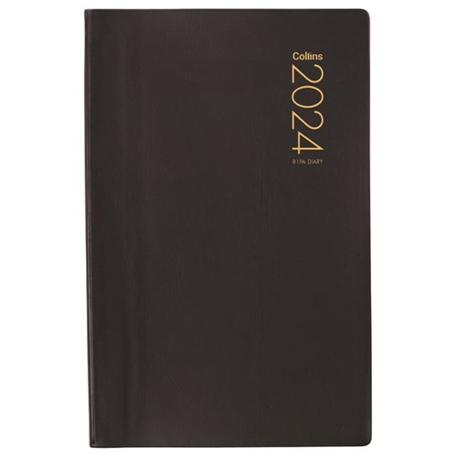 Collins 81A 1/2 Hour Appointment Diary PVC Cover 125x195mm 1 Day To A Page 2024 Black