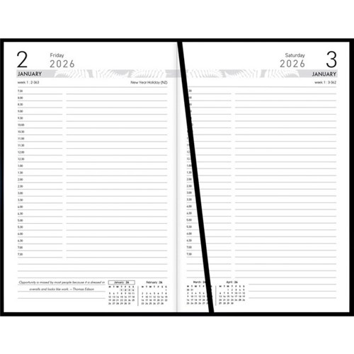 Collins 81PA 1/2 Hour Appointment Diary PVC Cover 125x195mm Day Per Page 2026 Black