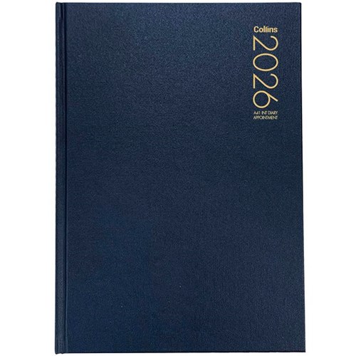 Collins A41 1/4 Hour Appointment Diary A41 2 Pages Per Day 2026 Navy