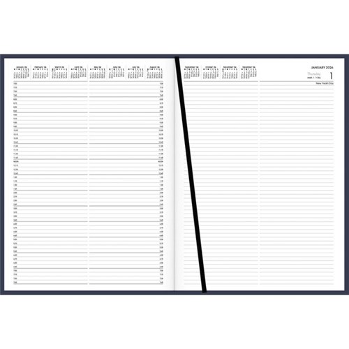 Collins A41 1/4 Hour Appointment Diary A41 2 Pages Per Day 2026 Navy