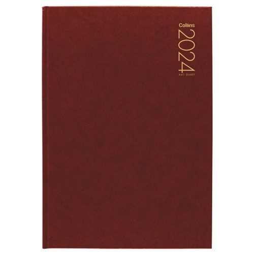 Collins A41 Diary A4 1 Day To A Page 2024 Red