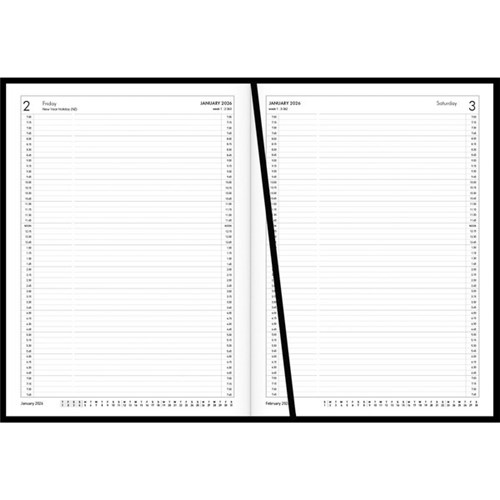 Collins A41 1/4 Hour Appointment Diary A4 Day Per Page 2026 Black