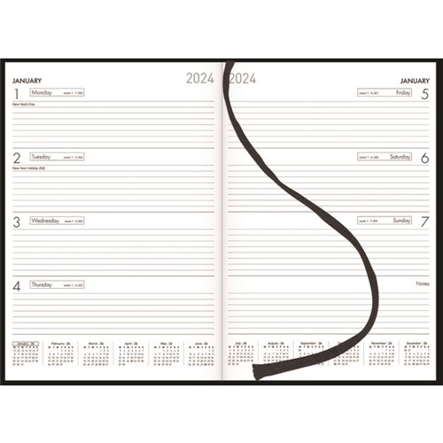 Collins A43 Diary A4 Week To View 2024 Black