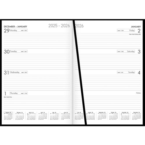 Collins A43 Diary A4 Week To View 2026 Black