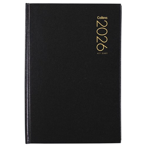 Collins A51 Diary A5 1 Day Per Page 2026 Black