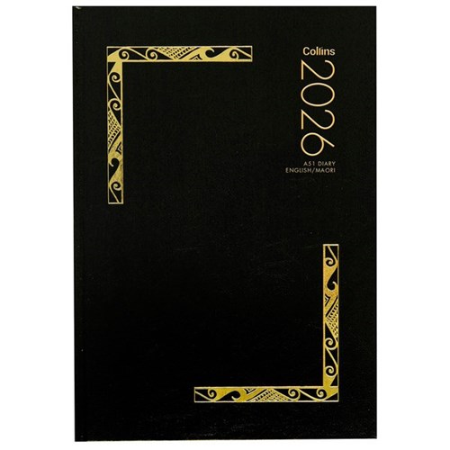 Collins A51 Te Reo Maori/English Bilingual Diary A5 Day Per Page 2026 Black
