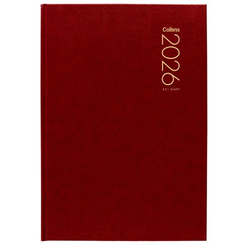 Collins A51 Diary A5 Day Per Page 2026 Red