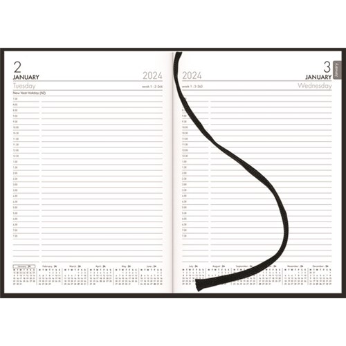 Collins A51 1/2 Hourly Appointment Diary A5 1 Day To A Page 2024 Black