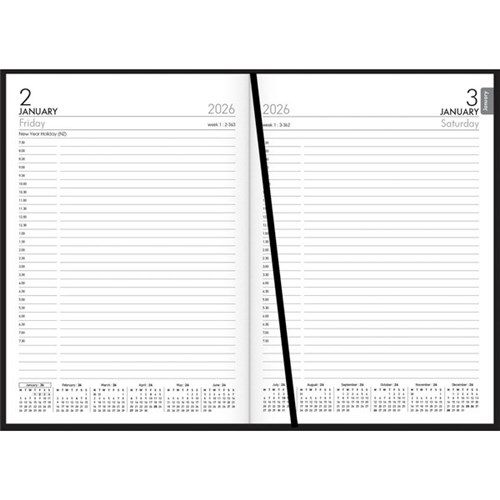 Collins A51 1/2 Hour Appointment Diary A5 Day Per Page 2026 Black