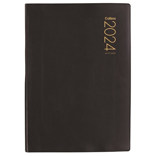 Collins A51 PVC Cover Diary A5 1 Day To A Page 2024 Black