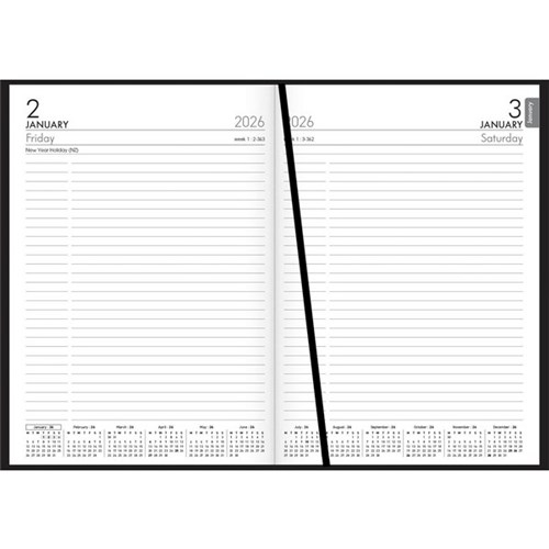Collins A51 PVC Cover Diary A5 Day Per Page 2026 Black