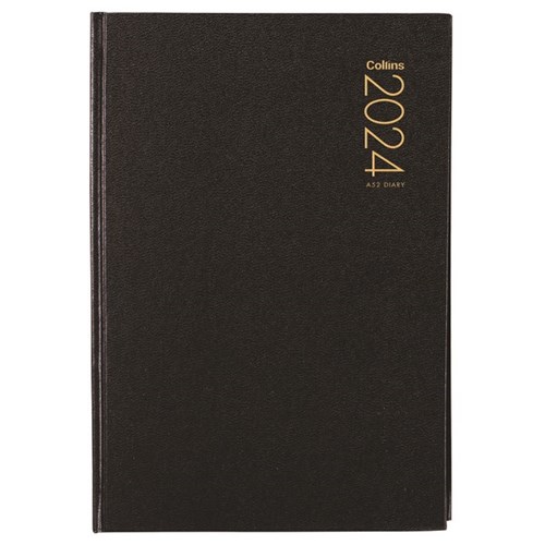 Collins A52 Diary A5 2 Days To A Page 2024 Black