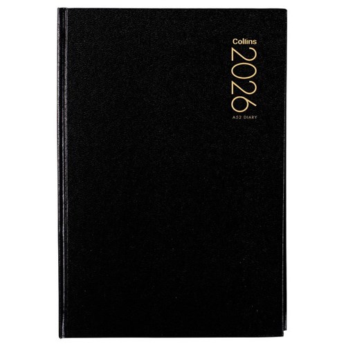 Collins A52 Diary A5 2 Days Per Page 2026 Black