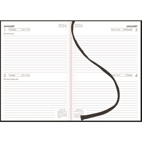Collins A52 Diary A5 2 Days To A Page 2024 Black
