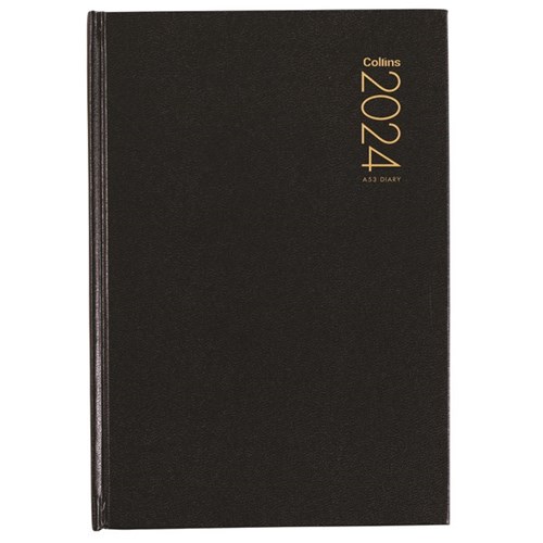 Collins A53 Diary A5 Week To View 2024 Black
