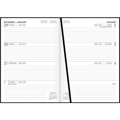 Collins A53 Diary A5 Week To View 2026 Black