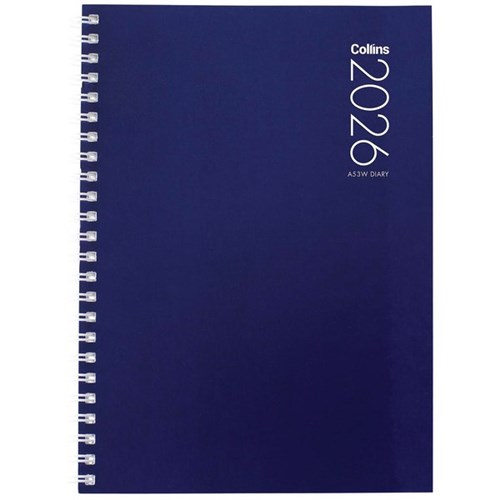 Collins A53 Wiro Diary A5 Week To View 2026 Assorted Colours
