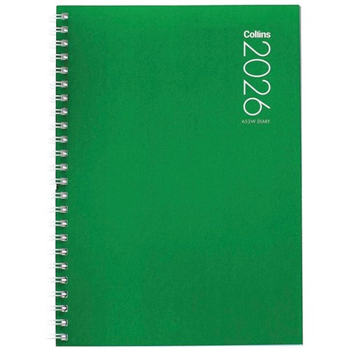 Collins A53 Wiro Diary A5 Week To View 2026 Assorted Colours